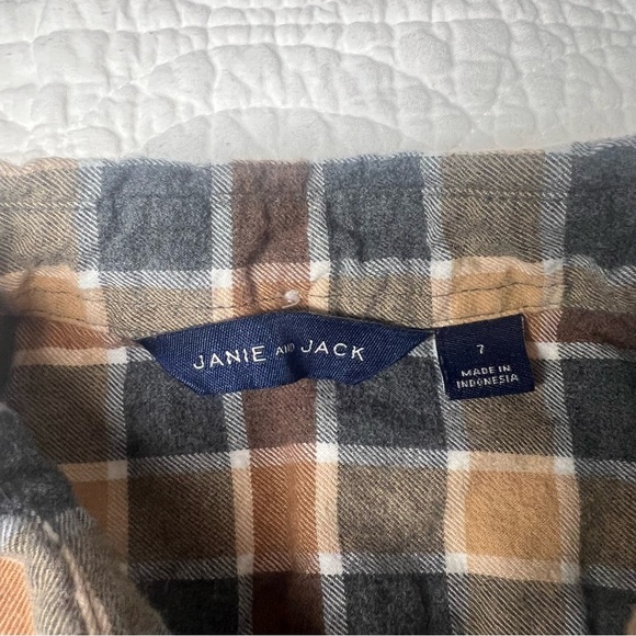 Janie and Jack Tartan Flannel Button Down Shirt 7 - Picture 4 of 5